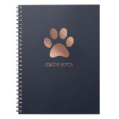 Roos Gold en Navy Paw Print Logo gepersonaliseerd Notitieboek (Voorkant)