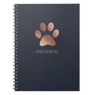 Roos Gold en Navy Paw Print Logo gepersonaliseerd Notitieboek