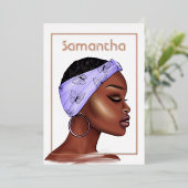 Roos Gold en Paarse afro Birthday Party Folie Uitnodiging (Staand Voorkant)