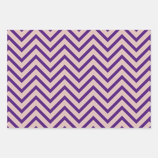 Roos Gold en Paarse Chevron Pattern Inpakpapier Vel (Voorkant 3)