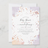 Roos Gold en pasta Paars Baby shower met verf Kaart (Voorkant)