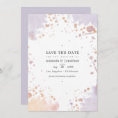 Roos Gold en pastel Paarse schilderbruiloft Save The Date (Voorkant / Achterkant)