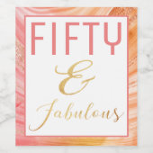 Roos Gold en Pink Agate 50 en Fabulous Birthday Wijn Etiket (Enkel label)