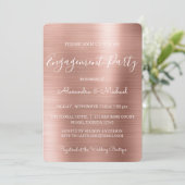 Roos Gold en Pink Blush Modern Engagement Party Kaart (Staand voorkant)