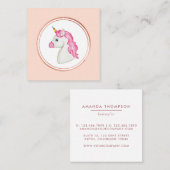Roos Gold en Pink Unicorn Haarstylist Mediapictogr Vierkante Visitekaartje (Voorkant / Achterkant)