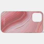 Roos Gold- en roze Agate Patroon met naam Case-Mate iPhone Case (Achterkant (horizontaal))