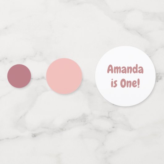 Roos Gold en roze ballon nummer 1e verjaardag Confetti (Achterkanten)