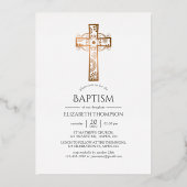 Roos Gold en roze baptisme of Christening Filigree Folie Uitnodiging (Achterkant)