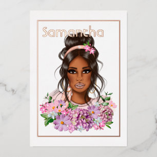 Roos Gold en Roze Birthday Party Folie Uitnodiging