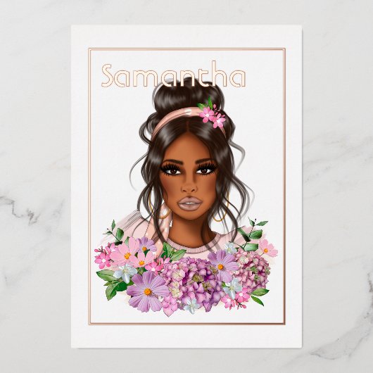 Roos Gold en Roze Birthday Party Folie Uitnodiging (Voorkant)