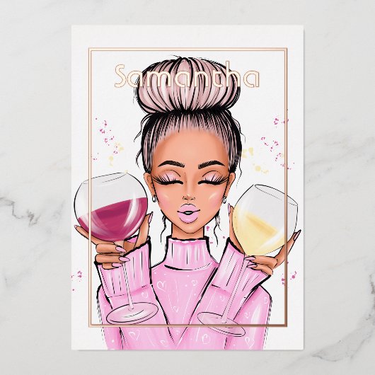 Roos Gold en Roze Birthday Party Folie Uitnodiging (Voorkant)