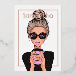 Roos Gold en Roze Birthday Party Folie Uitnodiging