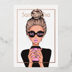 Roos Gold en Roze Birthday Party Folie Uitnodiging