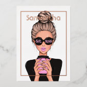 Roos Gold en Roze Birthday Party Folie Uitnodiging (Voorkant)