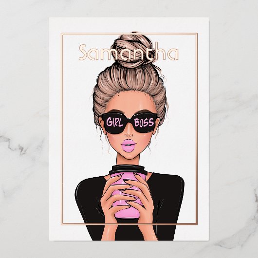 Roos Gold en Roze Birthday Party Folie Uitnodiging (Voorkant)