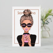 Roos Gold en Roze Birthday Party Folie Uitnodiging (Staand Voorkant)