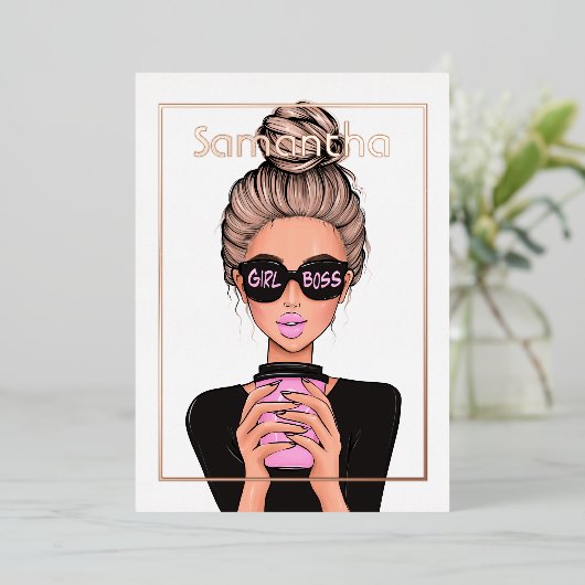 Roos Gold en Roze Birthday Party Folie Uitnodiging (Staand Voorkant)