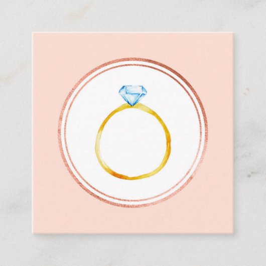 Roos Gold- en roze diamantbindplanner Vierkante Visitekaartje (Voorkant)