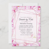 Roos Gold en roze Floral Geometric Shower per mail Kaart (Voorkant)