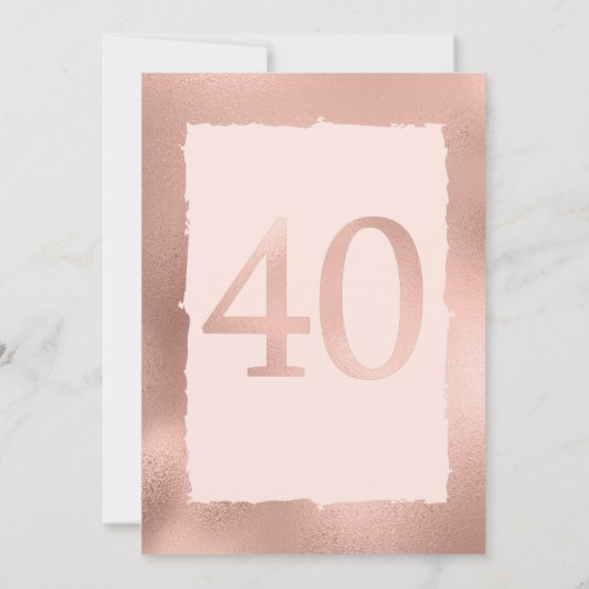 Roos Gold en roze Folie 40e verjaardag Save The Date (Achterkant)