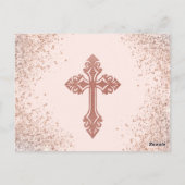 Roos Gold en roze fotomeisje Baptisme Hartelijk da Briefkaart (Achterkant)