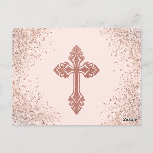 Roos Gold en roze fotomeisje Baptisme Hartelijk da Briefkaart (Achterkant)