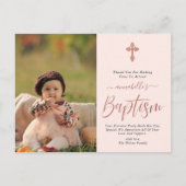 Roos Gold en roze fotomeisje Baptisme Hartelijk da Briefkaart (Voorkant)