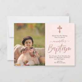 Roos Gold en roze fotomeisje  Bedankkaart