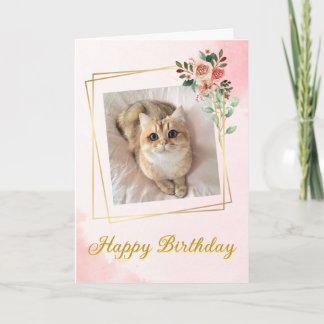 Roos Gold en roze kattenkat op zaterdag Kaart