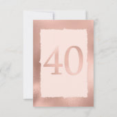 Roos Gold en roze olie 40e verjaardag   Bedankkaart (Achterkant)