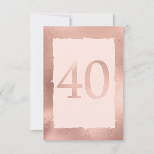 Roos Gold en roze olie 40e verjaardag   Bedankkaart (Achterkant)