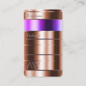 Roos Gold en roze Paarse gradiënt met Initiaal Visitekaartje (Voorkant)