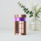 Roos Gold en roze Paarse gradiënt met Initiaal Visitekaartje (Staand voorkant)