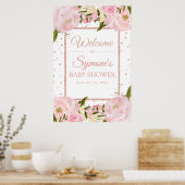 Roos Gold en Roze Pony Baby shower Welkomstteken Poster (Keuken)