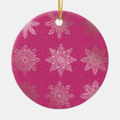 Roos Gold en roze snowflake kerstpatronen Keramisch Ornament (Voorkant)