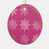 Roos Gold en roze snowflake kerstpatronen Keramisch Ornament (Links)