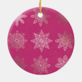 Roos Gold en roze snowflake kerstpatronen Keramisch Ornament (Achterkant)