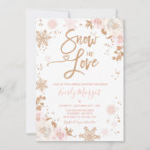 Roos Gold en roze Vrijgezellenfeest sneeuw in lief Kaart (Voorkant)