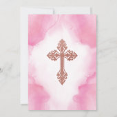 Roos Gold en roze Waterverf meisje baptisme Kaart (Achterkant)