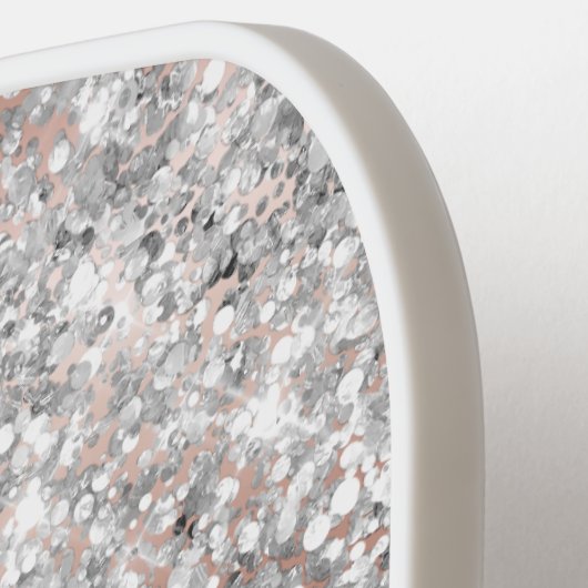 Roos Gold en Silver Glittery Glam Script Name Pickleball Paddle (Links Detail)