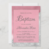 Roos Gold en Silver Sparkle Baby Meisje Doop Kaart (Voorkant)