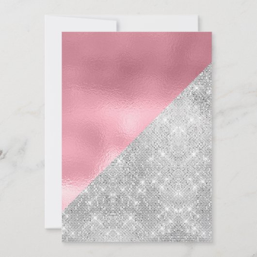 Roos Gold en Silver Sparkle Baby Meisje Doop Kaart (Achterkant)