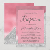 Roos Gold en Silver Sparkle Baby Meisje Doop Kaart (Voorkant / Achterkant)
