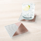 Roos Gold en Stip Glazen Onderzetter (Schuin)