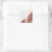 Roos Gold en Stip Vierkante Sticker (Tas)