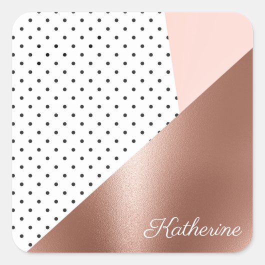 Roos Gold en Stip Vierkante Sticker (Voorkant)