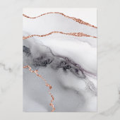 Roos Gold en White Agate Wedding Folie Folie Uitnodiging (Achterkant)