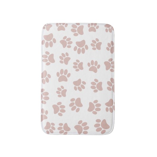 Roos Gold en White Dog Paw Pattern Badmat (Voorkant Verticaal)