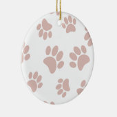 Roos Gold en White Dog Paw Pattern Keramisch Ornament (Rechts)