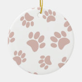 Roos Gold en White Dog Paw Pattern Keramisch Ornament (Voorkant)